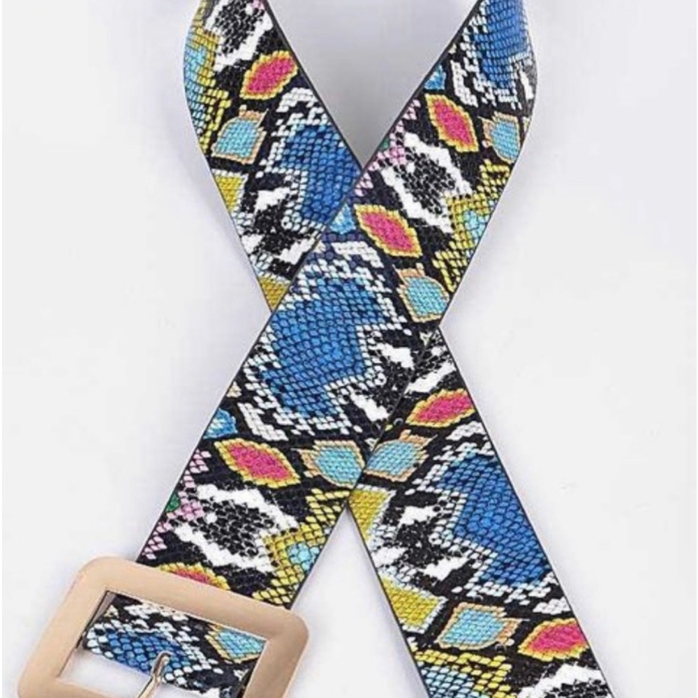 Wide snake print belt